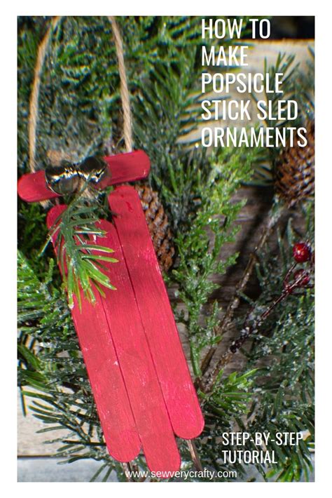 How To Make Popsicle Stick Sled Ornaments Handmade Christmas Crafts