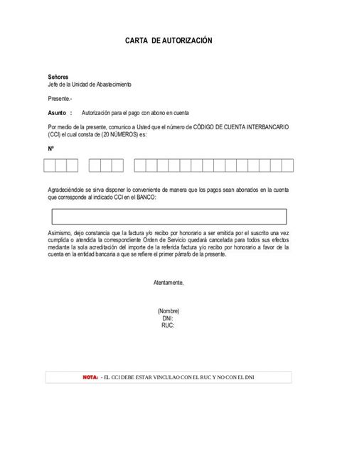 Ejemplo De Contrato De Trabajo Modelo De Carta De Autorizacion Cci Word
