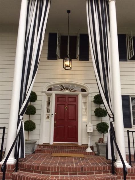 Front Door Outdoor Curtain Black And White Striped Outdoor Curtains