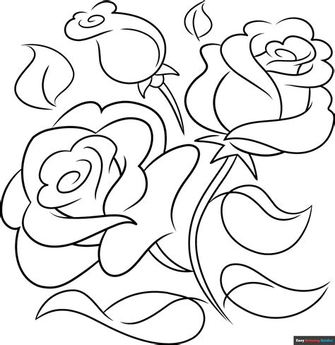 How To Draw A Rose Outline Really Easy Drawing Tutorial