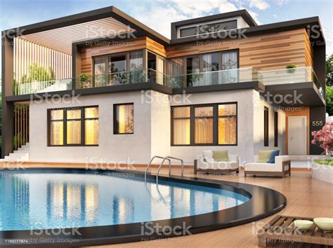 Modern House With Swimming Pool Stock Photo Download Image Now Istock