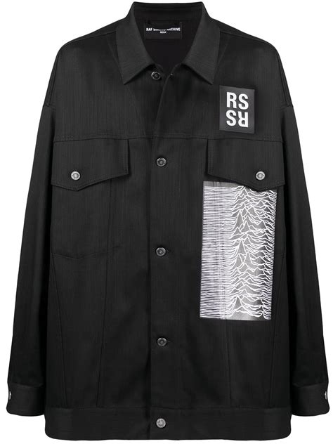 Raf Simons Black Joy Division Edition Denim Oversized Jacket Modesens