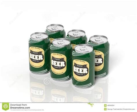 3d Six Pack Collection Of Beer Cans Stock Illustration