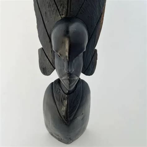 9” African Black Woman Bust Wood Carving Carved Stunning Ebony Tribal Folk Art 39 99 Picclick