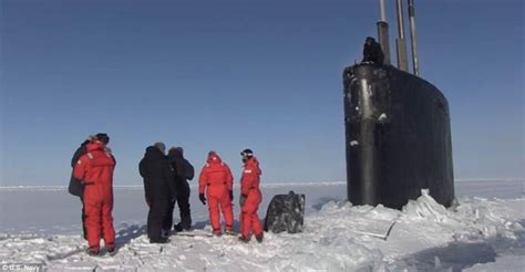 U S Naval Submarine Smashes Through The Ice In The Arctic Ocean Daily Mail Online