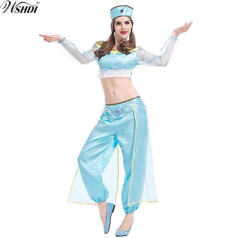 Aladdin Jasmine Princess Adult Belly Dancer Cosplay Costume Adult Deluxe Party Women Fancy Dress