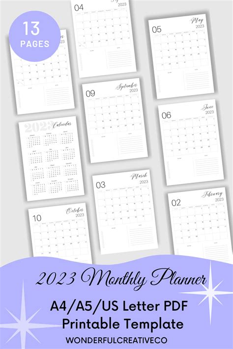 Printable 2023 Monthly Planner Artofit