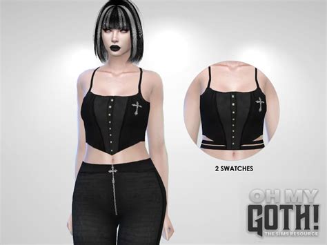 The Sims Resource Oh My Goth Gothic Top In 2022 Gothic Tops Sims