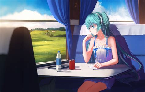 Photo Wallpaper Water Girl Landscape Train Anime