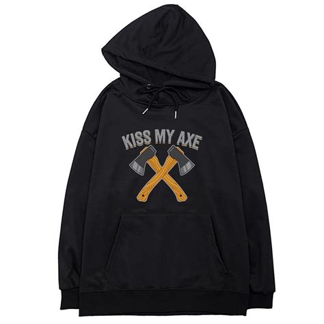 buy autumn axe throwing funny kiss my axe print unisex hoodie drawing pocket pullover streetwear