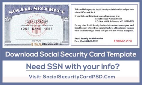 Have a social security number; Download SSN Front Back Side Templates