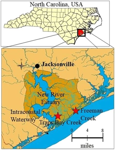 Map Of Camp Lejeune Marine Corp Base Nc Usa 34°35′528″n