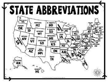 State Abbreviations Maps Worksheet Quiz Test With Difficulty Options