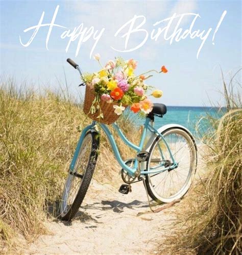 Classic double bike with basket with flowers over white background, flat design, vector illustration. Birthday wishes picture with aqua colored bike, basket of ...