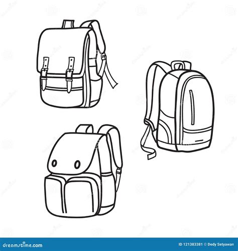 School Bag Outline Vector Illustrations Stock Vector Illustration Of