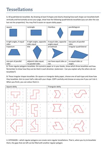 Creating Tessellations Worksheet