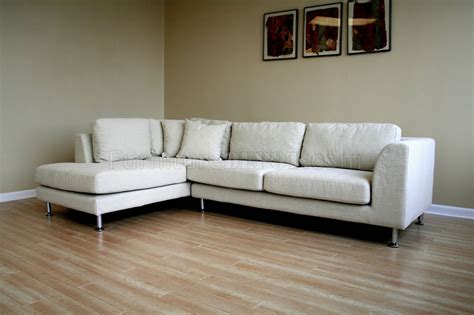 Twill Fabric Sectional Sofa With Metal Legs