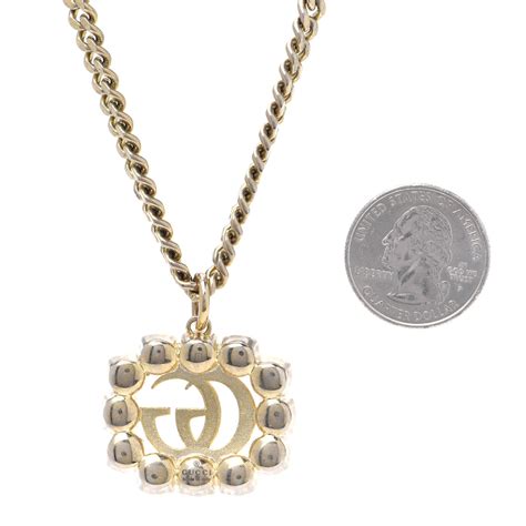 Gucci Pearl Marmont Necklace Aged Gold Cream 792221 Fashionphile