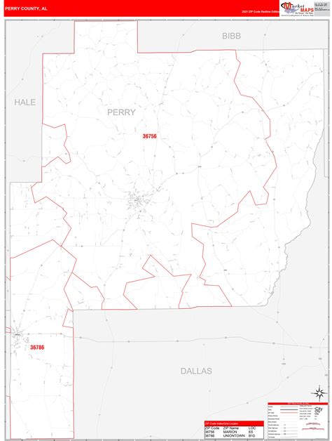 Perry County Al Zip Code Wall Map Red Line Style By Marketmaps Mapsales