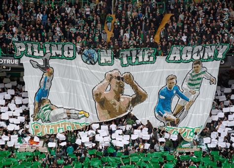 celtic fans taunt rangers with you deserve nothing banner as hoops clinch seven in a row