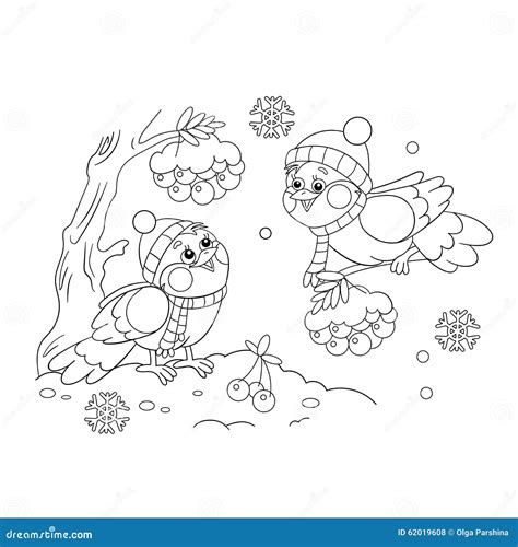 Gambar Coloring Page Outline Cartoon Girl Feeding Birds Winter Book