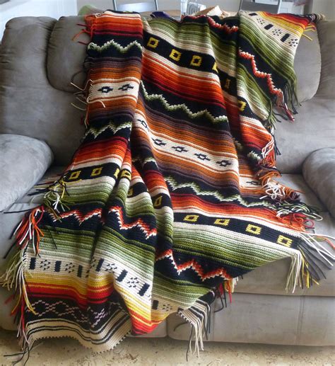 Native Indian Style Blanket Crocheted By Christel From A