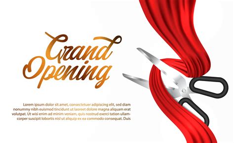 Grand Opening With Cutting Scissors Red Silk Ribbon 1750728 Vector Art