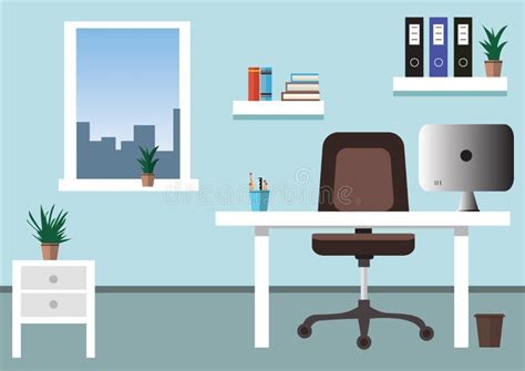 Flat Office Concept Illustration Business Woman In Office Vector