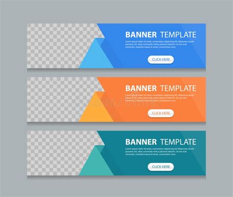 Set Of Horizontal Abstract Web Banner Design Template Background Stock