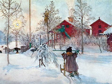 Winter Scene Greeting Card Carl Larsson Repro Holiday Card