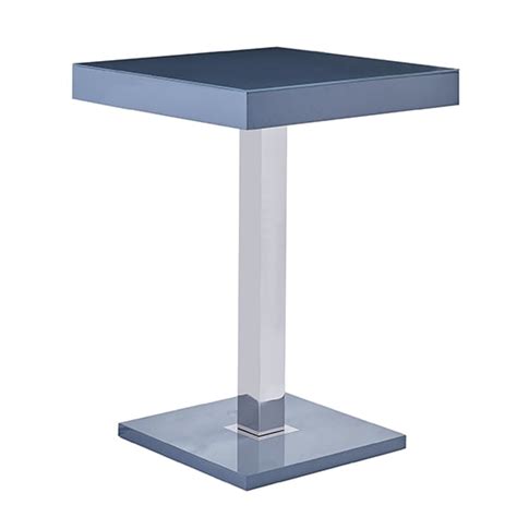 Topaz High Gloss Bar Table Square Glass Top In Grey Furniture In Fashion