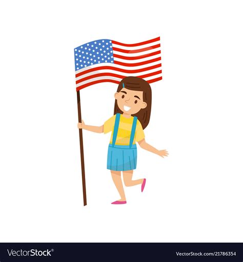 Girl Holding National Flag Of United States Vector Image