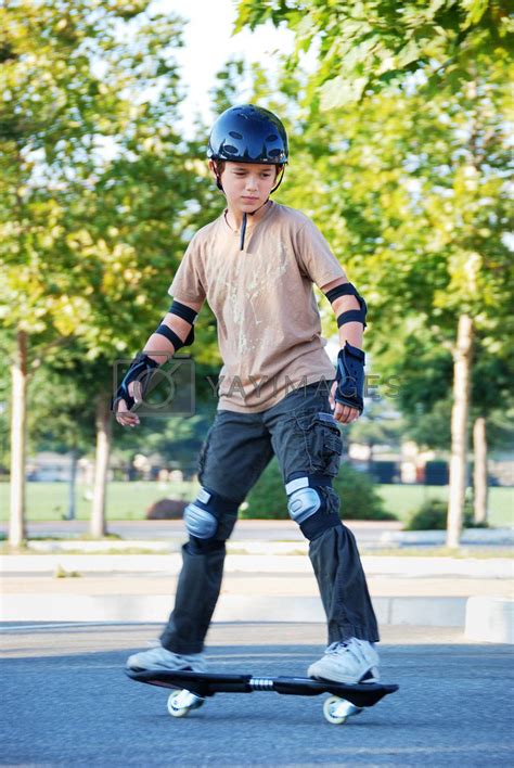 Teenage Boy Riding Skateboard By Goldenangel Vectors And Illustrations