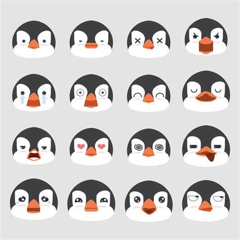 Cartoon Penguins With Face Expression Set 2979657 Vector Art At Vecteezy