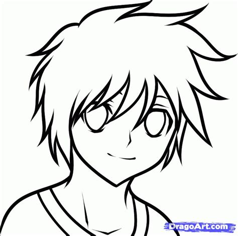 Simple Outline Anime Boy Sketch Anime Boy Hair Anime Drawings Boy