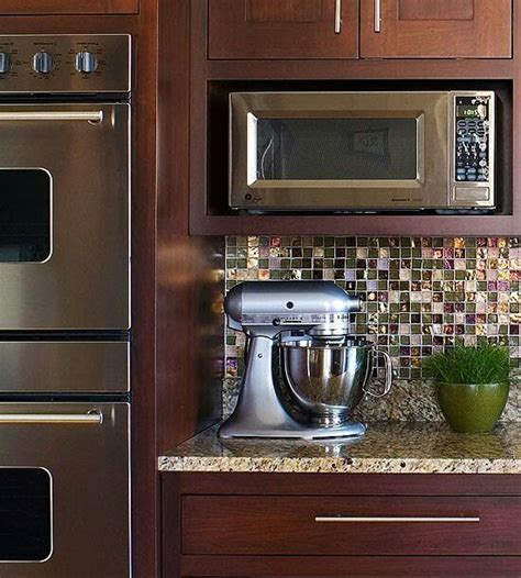 Love The Back Splash And Built In Microwave Cabinet Microwave In