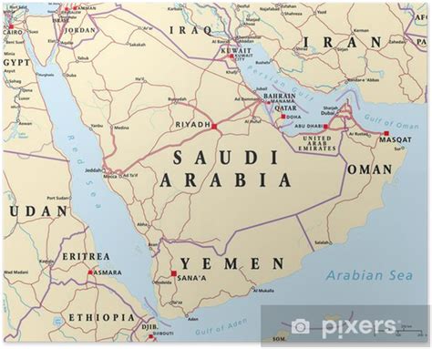 Plakát Arabský Poloostrov Mapa Pixers Žijeme Pro Změnu