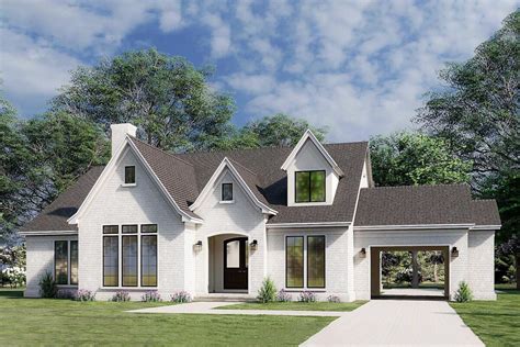 French Country Inspired House Plan With Vaulted Great Room And A Porte