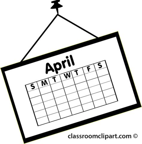 Calendar Clipart Calendarapriloutline2 Classroom Clipart