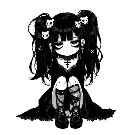 Premium Ai Image Expressive Anime Chibi Illustration Of A Sad Goth