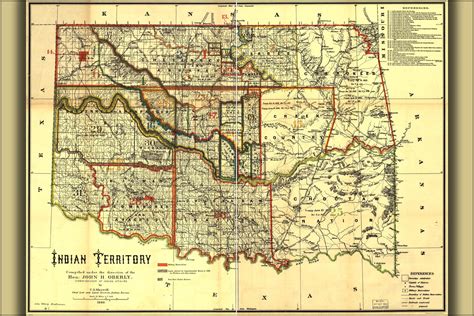 24x36 Gallery Poster Map Of Indian Territory Oklahoma 1889 Walmart