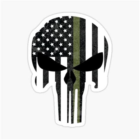 Thin Green Line Punisher Skull Military Sticker For Vsco Etsy