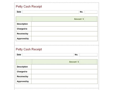 Petty Cash Receipts Template