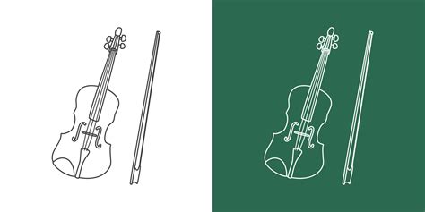 Violin Line Drawing Cartoon Style String Instrument Violin Clipart