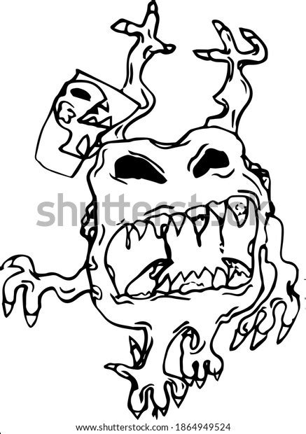 Vector Drawing Scary Monster Evil Monster Stock Vector Royalty Free