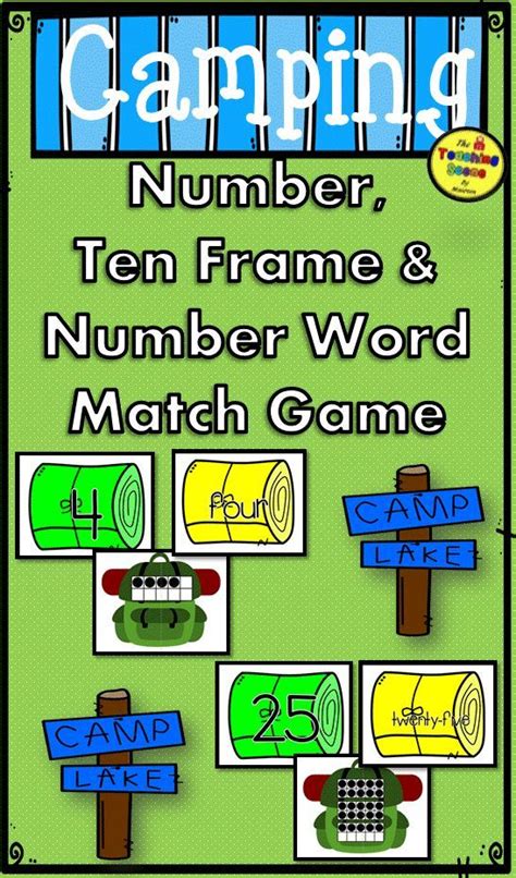 Camping Number Ten Frame And Number Word 0 25 Match Game For K 1st