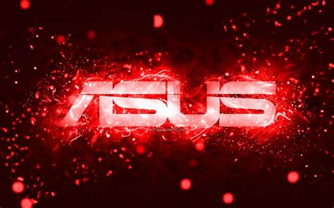 Herunterladen Hintergrundbild Asus Rotes Logo 4k Rote Neonlichter