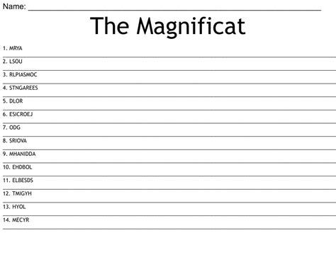 The Magnificat By Mary Word Search Wordmint