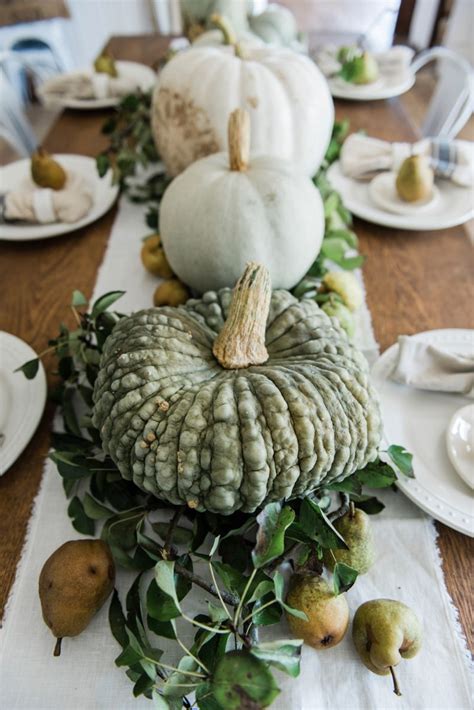 Happy Fall Rustic Pumpkin And Pear Farmhouse Table Dining Table Decor