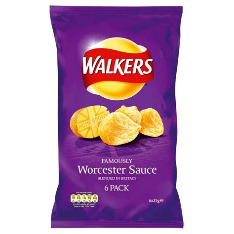 Walkers Crisps Worcester Sauce 6x25g Pack Of 2 Uk Grocery